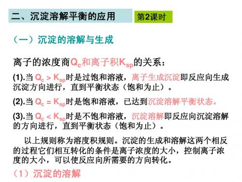 沉淀溶解平衡教学课件