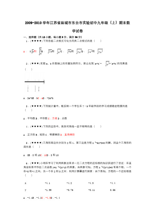 2009-2010学年江苏省盐城市东台市实验初中九年级(上)期末数学试卷