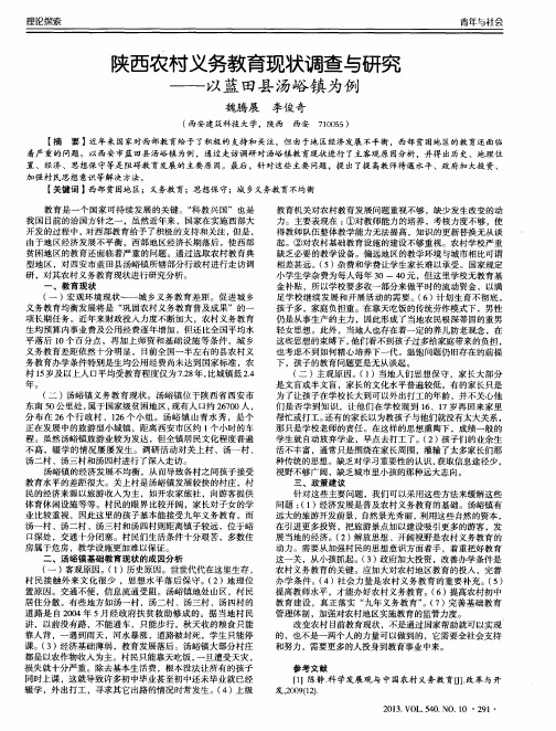 陕西农村义务教育现状调查与研究——以蓝田县汤峪镇为例