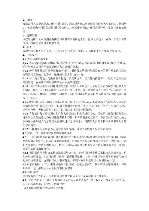 人力资源管理控制程序