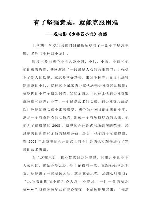 10观《少林四小龙》有感