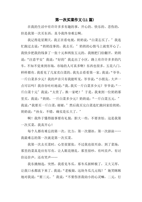 第一次买菜作文(11篇)范文精选