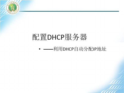 windows 下的DHCP服务配置