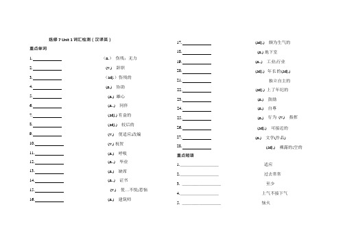 人教版高二选修7unit1单词复习(最新整理)