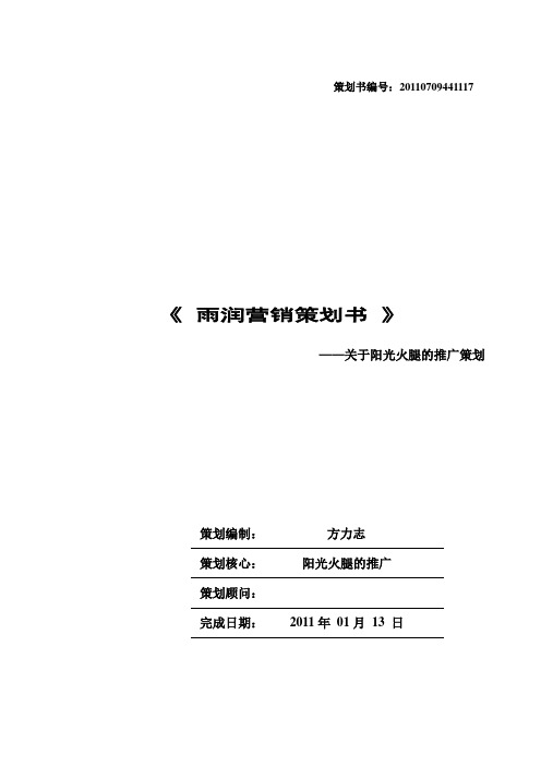 雨润营销策划书