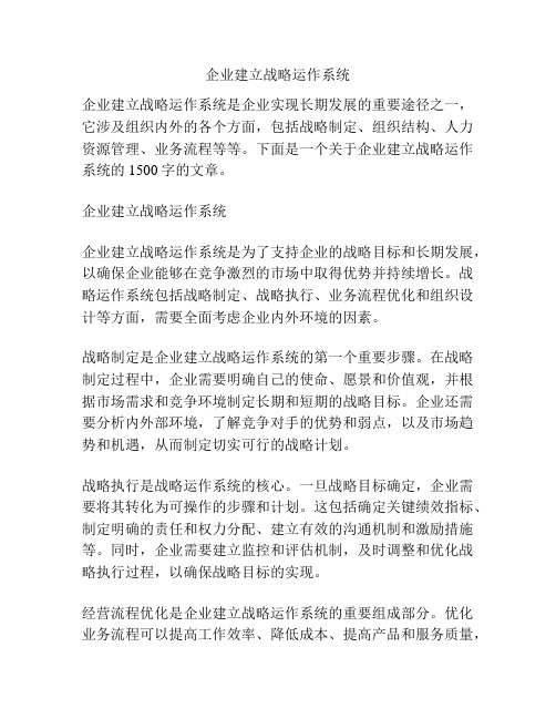 企业建立战略运作系统