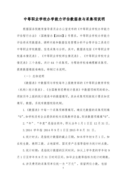 中等职业院校适应社会需求能力评估数据表与采集项说明