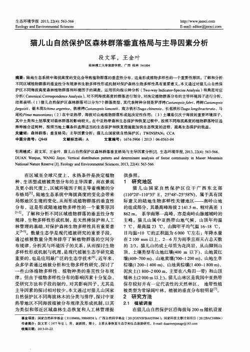 猫儿山自然保护区森林群落垂直格局与主导因素分析