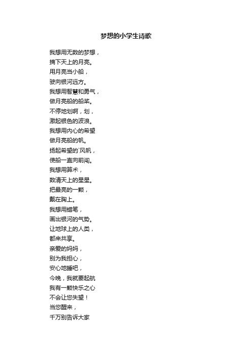 关于梦想的小学生诗歌