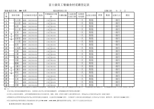食材采购登记表