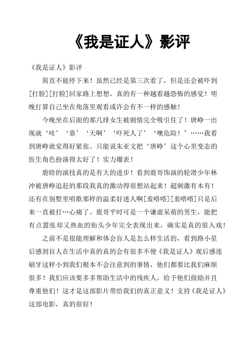 《我是证人》影评