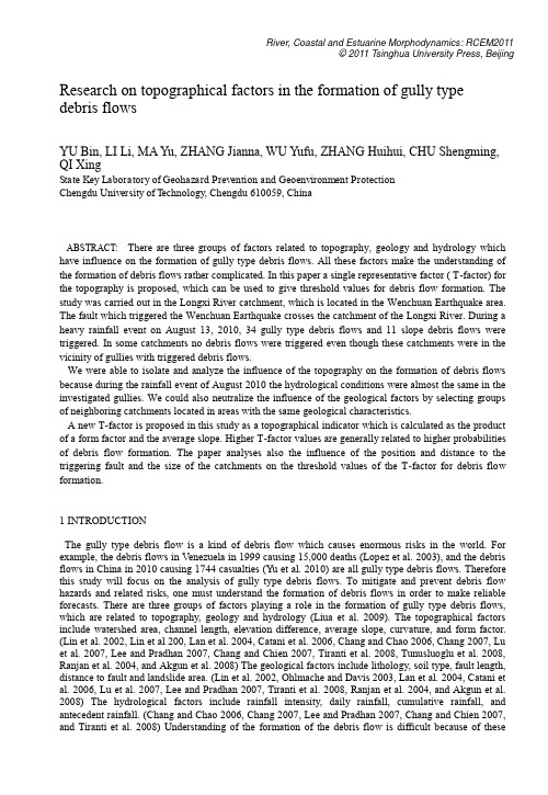 Research on topographical factors in the formation of gully type debris flows