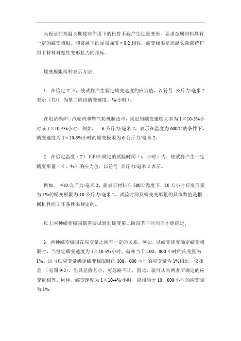 金属蠕变强度和持久强度基础知识