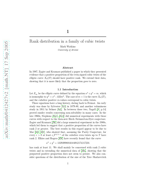 Rank distribution in a family of cubic twists
