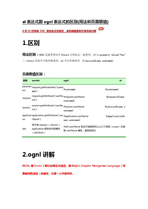 el表达式与ognl表达式的区别
