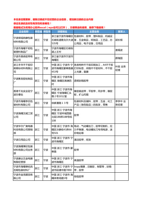 2020新版浙江省宁波胶带工商企业公司名录名单黄页联系方式大全526家