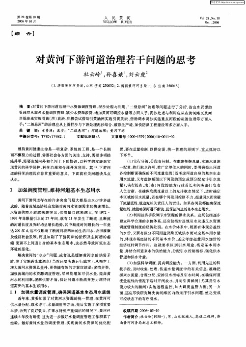 对黄河下游河道治理若干问题的思考