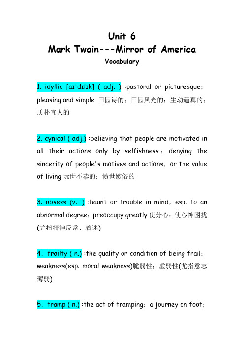 Unit 6  Vocabulary