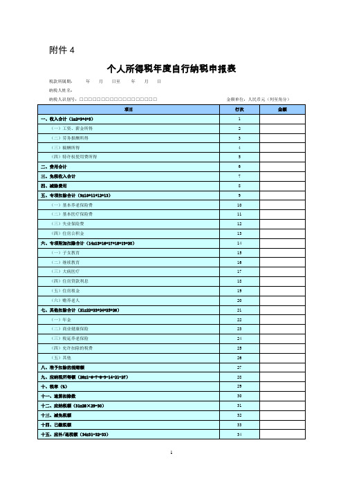 V2019 个人所得税年度自行纳税申报表