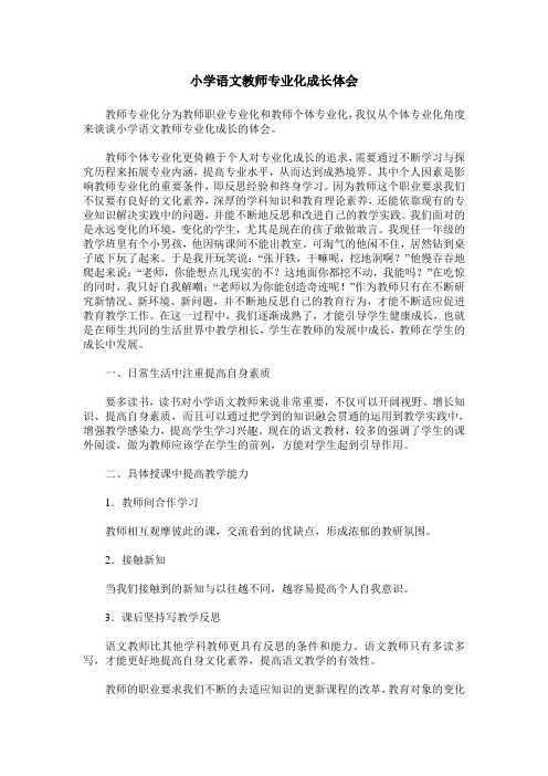 小学语文教师专业化成长体会