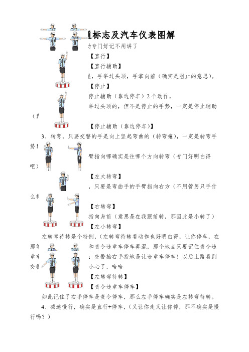 交通标志及汽车仪表图解