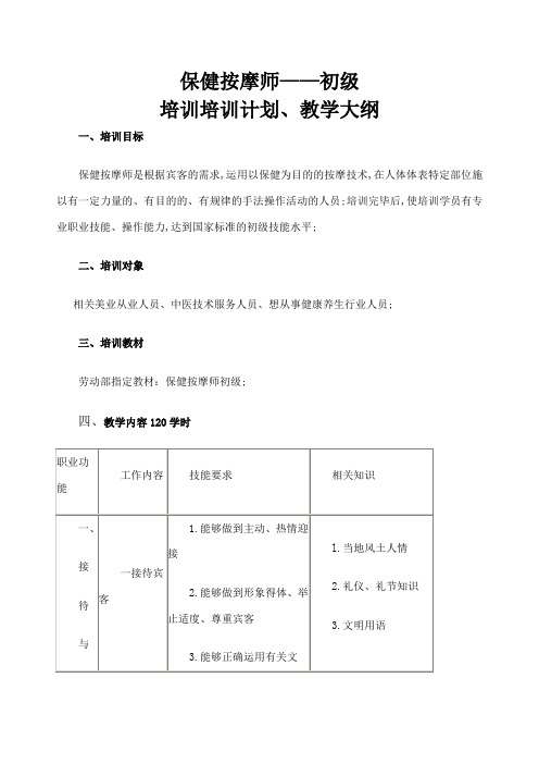 保健按摩师初级