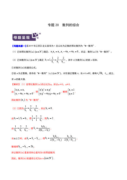 专题20 数列的综合-2019年高考数学母题题源系列(江苏专版)(解析版)