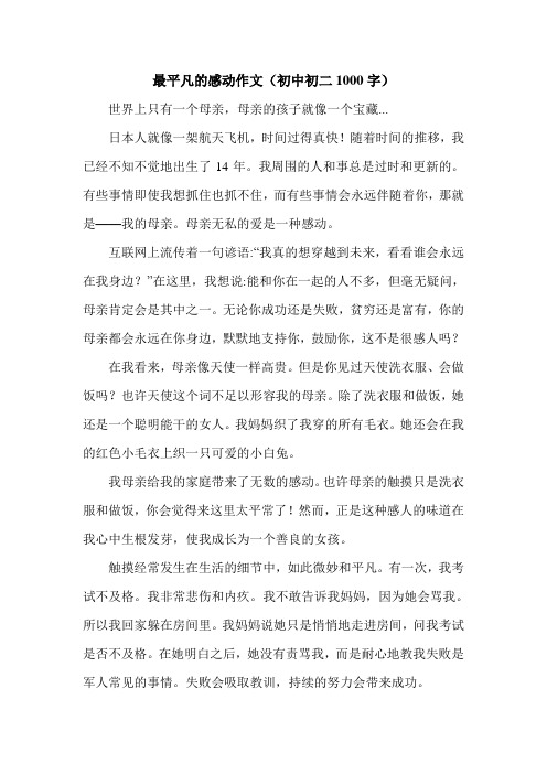 最平凡的感动作文(初中初二1000字).doc