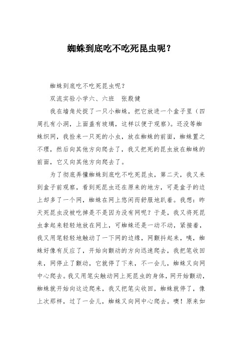 小学六年级作文：蜘蛛到底吃不吃死昆虫呢？
