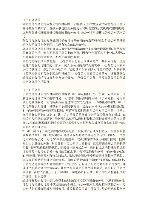 子公司与分公司的定义及区别