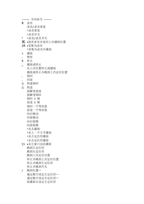 LOGIC PRO X中文快捷键