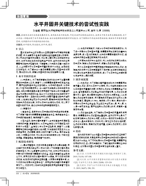 水平井固井关键技术的尝试性实践