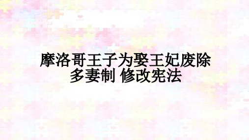 摩洛哥王子为娶王妃废除多妻制 修改宪法