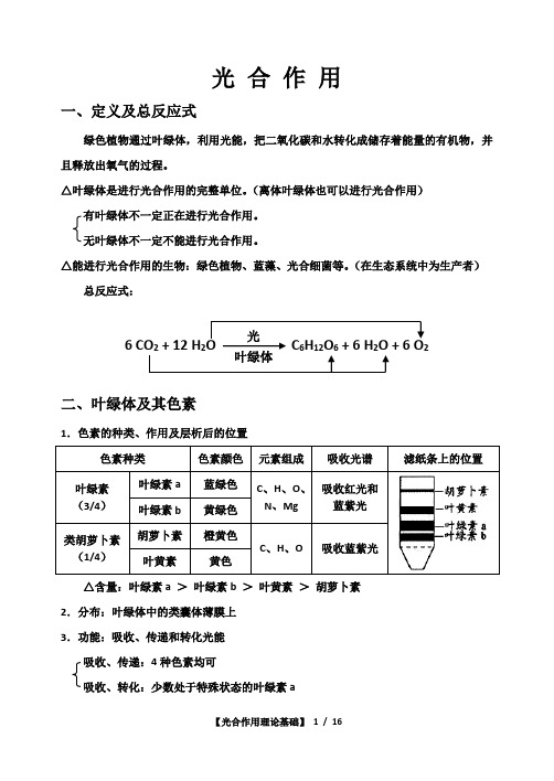 高中生物——光合作用教案