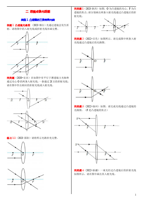 中学物理- 透镜光路图