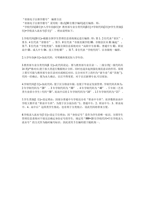 “省级电子注册学籍号”_编排方法