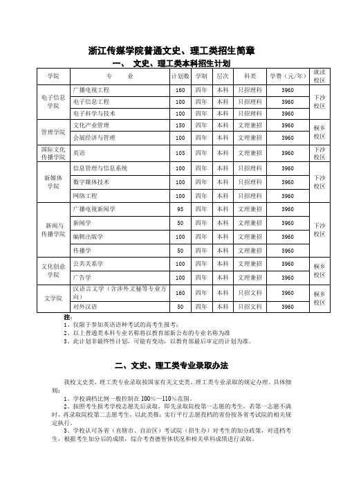 浙江传媒学院普通类介绍