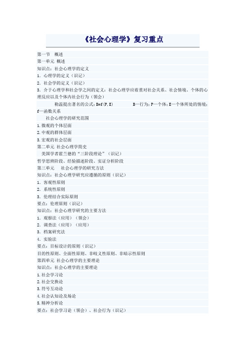 【心理咨询师三级考试】社会心理学复习重点