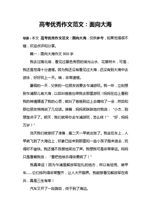 高考优秀作文范文：面向大海