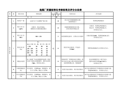 选煤厂质量标准化标准