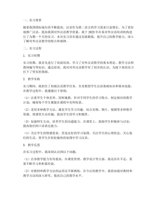 对外汉语实习报告总结