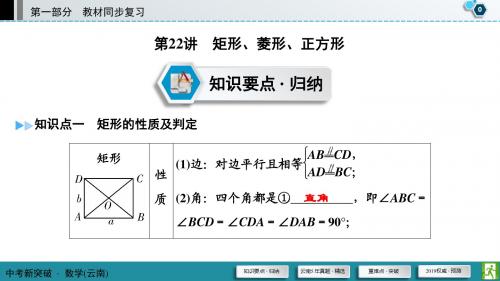 2019云南省中考数学一轮复习《第22讲：矩形、菱形、正方形》课件