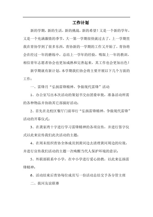 2011年青年志愿者协会工作计划