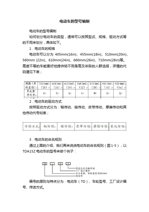 电动车的型号编制