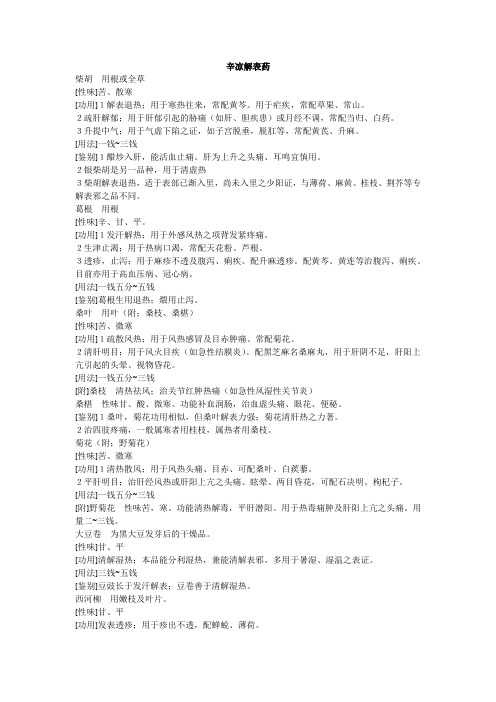 辛凉解表药