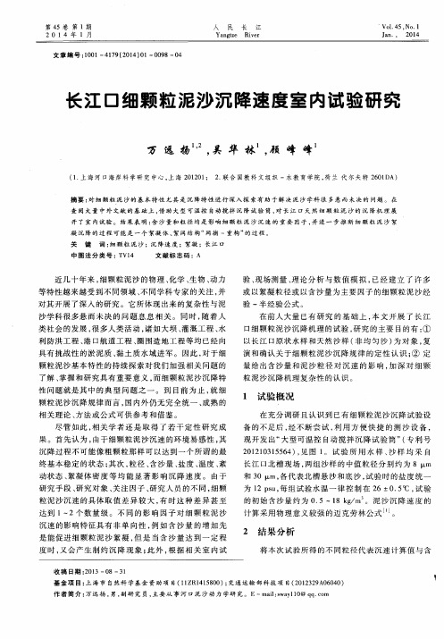 长江口细颗粒泥沙沉降速度室内试验研究
