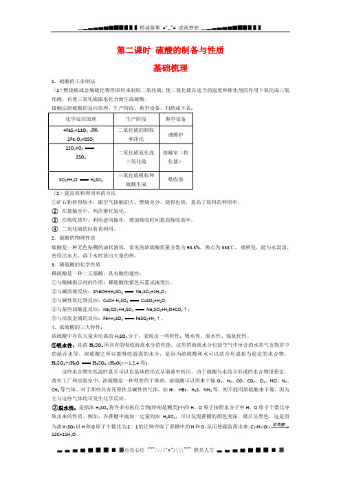 苏教版化学必修1同步练习 硫酸的制备与性质