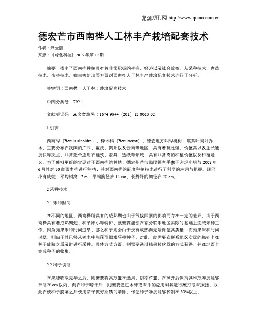 德宏芒市西南桦人工林丰产栽培配套技术