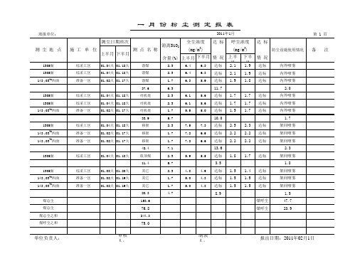 粉尘月汇总报表