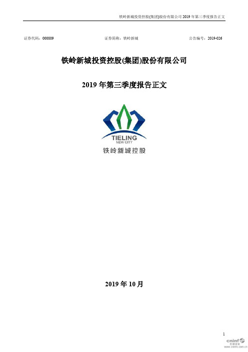 铁岭新城 2019 第三季度财报
